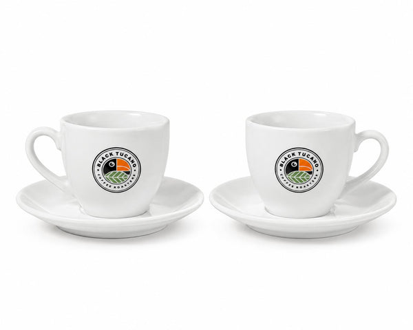Black Tucano Premium Ceramic Coffee Cup with Saucer | 180ml Espresso & Cappuccino Mug
