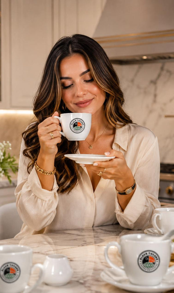Black Tucano Premium Ceramic Coffee Cup with Saucer | 180ml Espresso & Cappuccino Mug